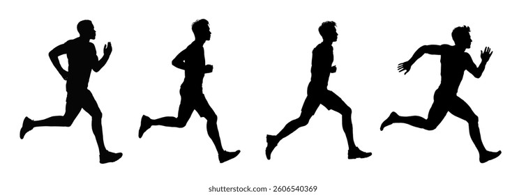 Set of runner silhouettes - vector illustration