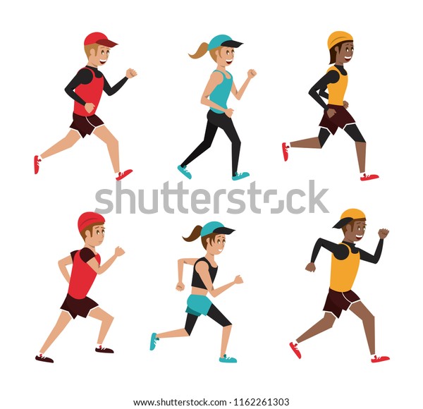 Set Running Cartoons Stock Vector (Royalty Free) 1162261303 | Shutterstock