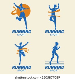 Set of Running Emblem for Sports Club or Tournament