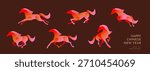 Set of Running Gradient Horses for Chinese New Year 2026 Fire Horse Zodiac on Minimal Dark Brown Background