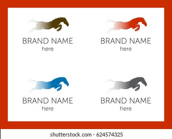 Set of running horses in different colors for company logo