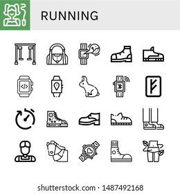 Set of running icons such as Gymnast, Gym equipment, Gym bag, Smartwatch, Shoe, Footwear, Rabbit, Rune, Delivery time, Sneakers, Sneaker, Athlete, Horse, Diet , running