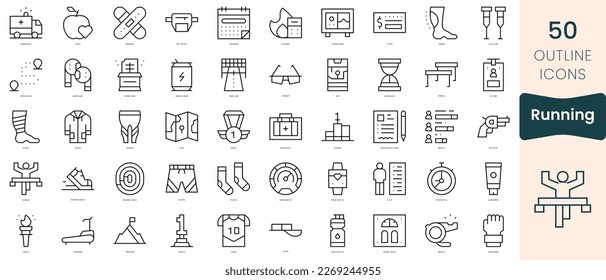 Set of running icons. Thin linear style icons Pack. Vector Illustration