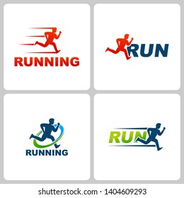 Set of Running Logo Template Design Vector, Emblem, Design Concept, Creative Symbol, Icon
