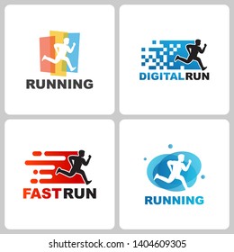 Set of Running Logo Template Design Vector, Emblem, Design Concept, Creative Symbol, Icon