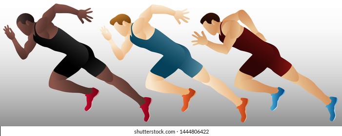 Set of running man graphic vector