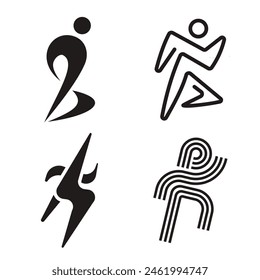 set of Running Man Logo Abstract Geometric Design vector template. Sport Athletics concept icon
