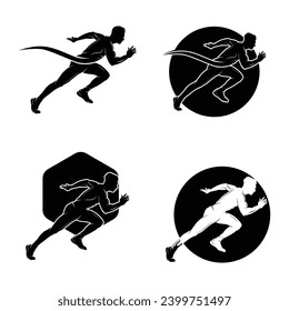 conjunto de logotipos de silueta de Running Man, plantilla de logotipo de Marathon. logotipo adecuado para deportes, fitness, maratón y perfecto para la salud