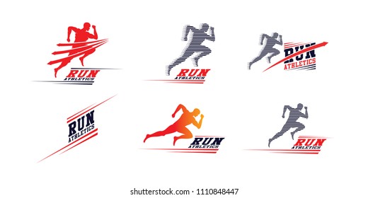 Set of Running and Marathon Logo Vector