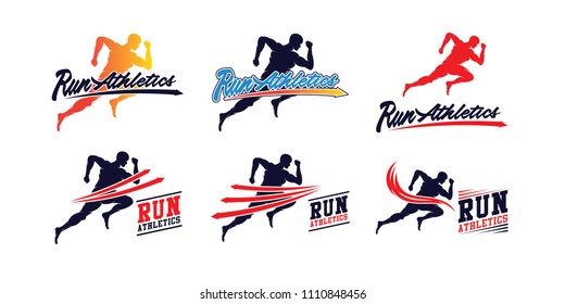 Set of Running and Marathon Logo Vector