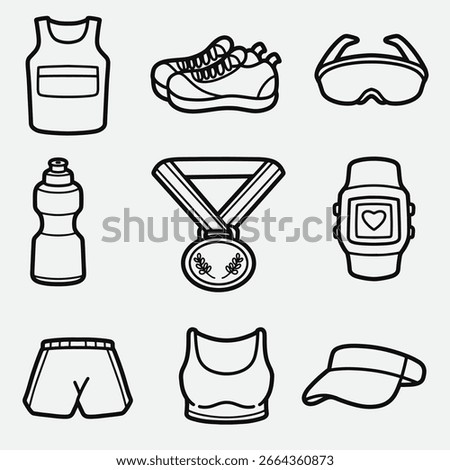set of running with outline style good for icon, symbol, element design, coloring book, coloring page, etc