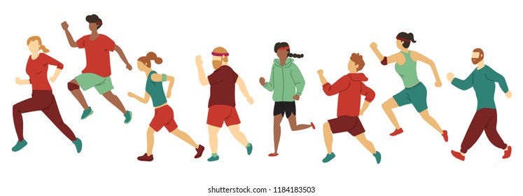 Set Running People Vector Simple Minimalist Stock Vector (Royalty Free ...