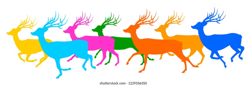 Set of running rein deer