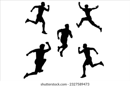 Set running silhouettes. Vector illustration