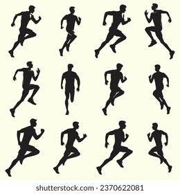 Set running silhouettes. Vector illustration Man and Woman