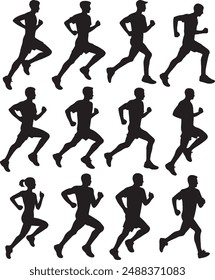 Set running silhouettes. Vector illustration.