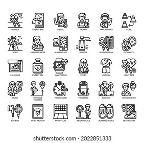 Set of Running thin line and pixel perfect icons for any web and app project. 