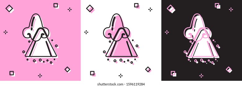 Set Runny nose icon isolated on pink and white, black background. Rhinitis symptoms, treatment. Nose and sneezing. Nasal diseases.  Vector Illustration