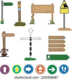 Set of rural British signposts