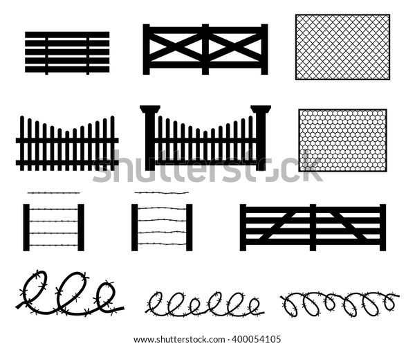 Set Rural Fences Silhouette Style Stock Vector Royalty Free Shutterstock