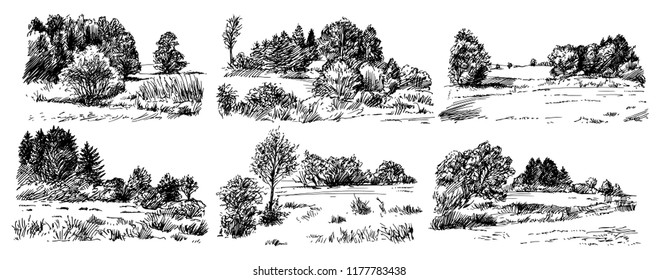 Set of rural lanscapes.