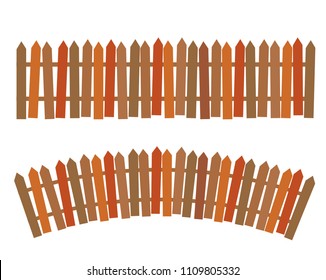 Set of rural wooden fence. Stock vector illustration