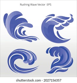 set of Rushing Wave vector Silhouettes, line isolated or logo isolated sign symbol vector, outline and stroke style Collection of high-quality color style vector illustration,