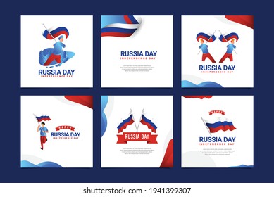 Set Russia Day Banner Design Templates