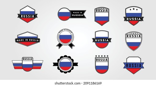 Set of russia flag badge logo vector illustration design. collection made in russia icon