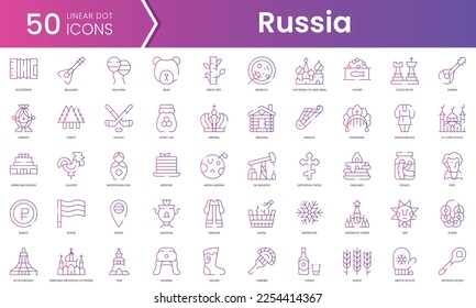 Set of russia icons. Gradient style icon bundle. Vector Illustration