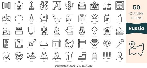 Set of russia icons. Thin linear style icons Pack. Vector Illustration