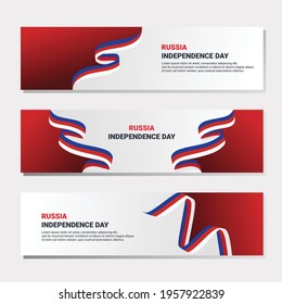 Set of russia independence day banner design. editable banner with russia flag background for independence day celebration. social media and web header template 