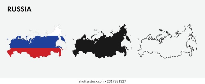 Mapa de Rusia aislado en fondo blanco, diseño de ilustración vectorial