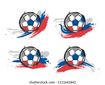 Set of Russia national football team symbol on isolated background . Watercolor paint style . Flat design . Vector for international world championship tournament cup 2018 .