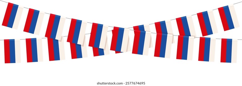 Set of Russian flags garland on white background. Design concept for nation hollydays, festival, carnival, ets.