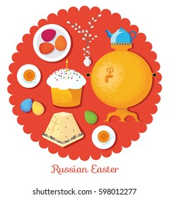 Set Russian national Easter food. Food illustration