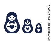 Set of Russian nesting dolls, Matryoshka. Simple modern style vector icons.