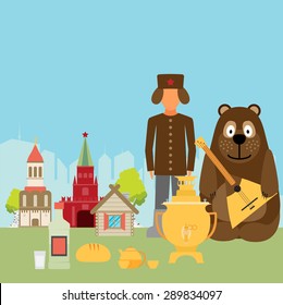 Set of Russia-themed design elements