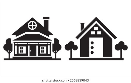 Set of rustic cottage motif in homestead vintage style. Vector illustration