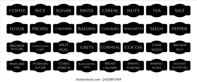 Set of rustic vector kitchen sticker, cute spice pepper labels, outline herb tag, jar label
