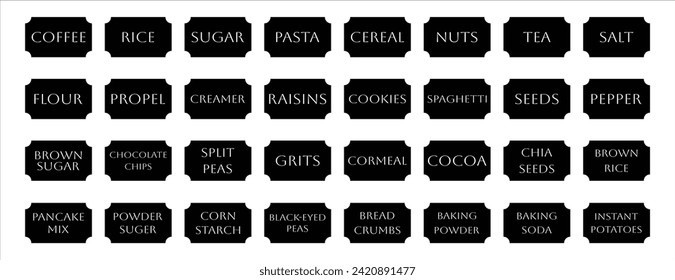 Set of rustic vector kitchen sticker, cute spice pepper labels, outline herb tag, jar label
