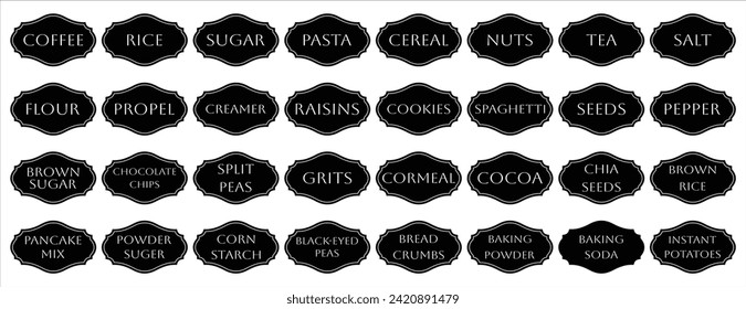 Set of rustic vector kitchen sticker, cute spice pepper labels, outline herb tag, jar label
