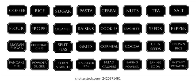 Set of rustic vector kitchen sticker, cute spice pepper labels, outline herb tag, jar label
