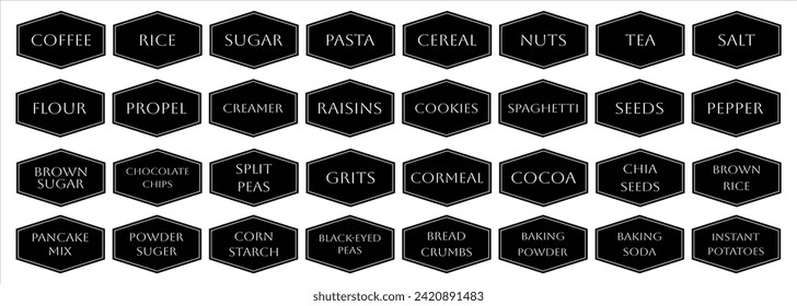 Set of rustic vector kitchen sticker, cute spice pepper labels, outline herb tag, jar label
