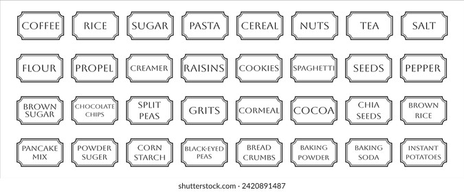 Conjunto de etiquetas rústicas de cocina vectorial, etiquetas lindas de pimienta con especias, etiqueta de hierba de contorno, etiqueta de frasco
