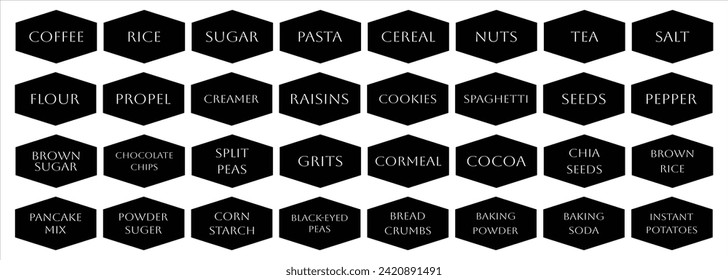 Set of rustic vector kitchen sticker, cute spice pepper labels, outline herb tag, jar label
