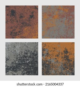 Set or rusty grunge horizontal banner backgrounds. Abstract colored grungy patterns. Collection of rusted vector textures.