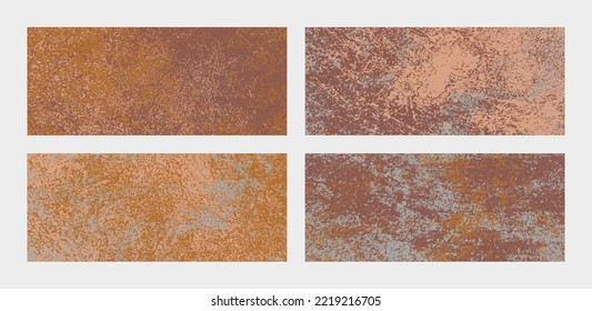 Horizontale Banner-Hintergründe mit bunten oder rostigen Grunge-Stiften. Abstrakte farbige grungy Muster. Sammlung von rostenden Vektortexturen.