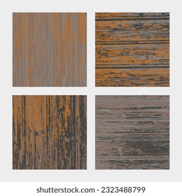 Set or rusty grunge square backgrounds. Abstract colored grungy patterns. Collection of rusted vector textures.