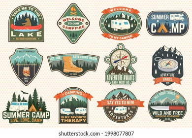 Set Rv Camping Badges Patches Vector Stock Vector (Royalty Free ...